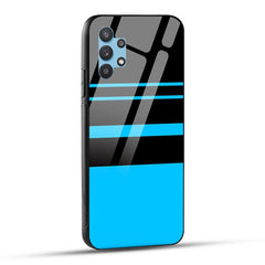 Samsung Galaxy A32 Back Cover Blue Stripe Pattern Glass Case