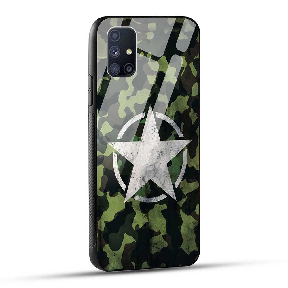 Samsung Galaxy M51 Back Cover Military Camouflage Star Glass Case