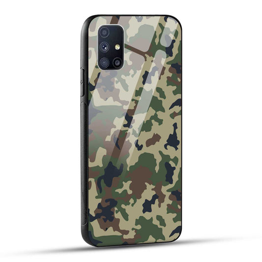 Samsung Galaxy M51 Back Cover Army Pattern Printed Glass Case
