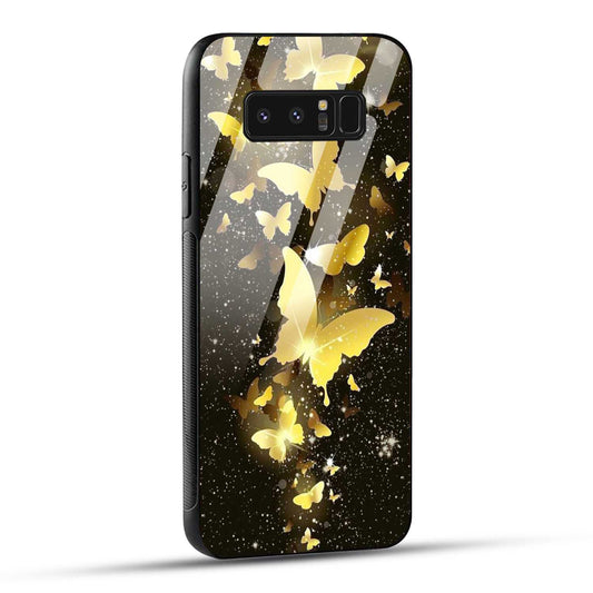 Samsung Galaxy Note 8 Back Cover Golden Butterfly Printed Glass Case