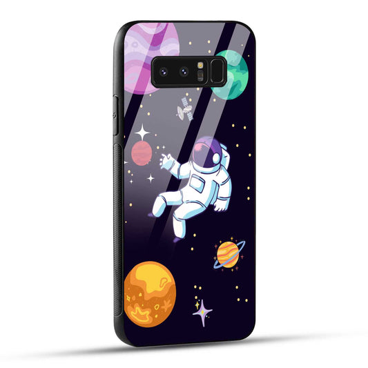 Samsung Galaxy Note 8 Back Cover Colorful Illustration Astronaut Printed Glass Case
