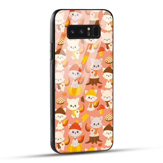 Samsung Galaxy Note 8 Back Cover Cute Kittys Printed Glass Case