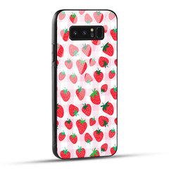 Samsung Galaxy Note 8 Back Cover Doodle Of Strawberries Printed Glass Case