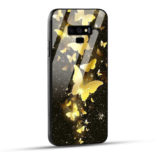 Samsung Galaxy Note 9 Back Cover Golden Butterfly Printed Glass Case