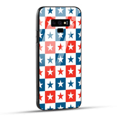 Samsung Galaxy Note 9 Back Cover Blue And Red Star Print Printed Glass Case