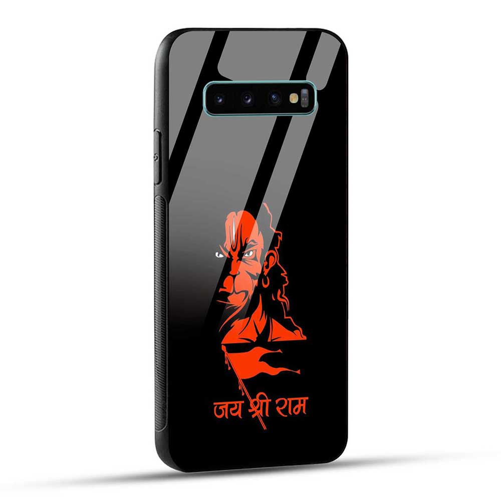 Samsung Galaxy S10 Plus Back Cover Jay Shree Ram Bajrangballi Hanuman Printed Glass Case
