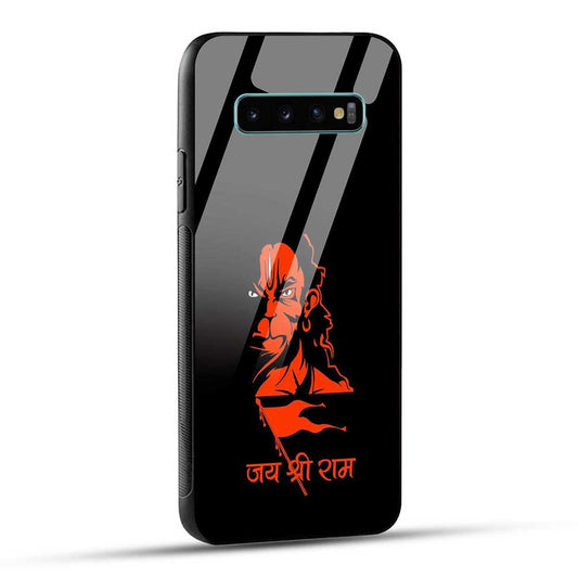 Samsung Galaxy S10 Plus Back Cover Jay Shree Ram Bajrangballi Hanuman Glass Case