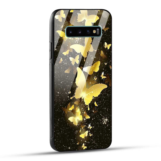 Samsung Galaxy S10 Plus Back Cover Golden Butterfly Printed Glass Case