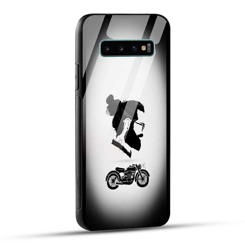 Samsung Galaxy S10 Plus Back Cover Beard Bike Boy Glass Case