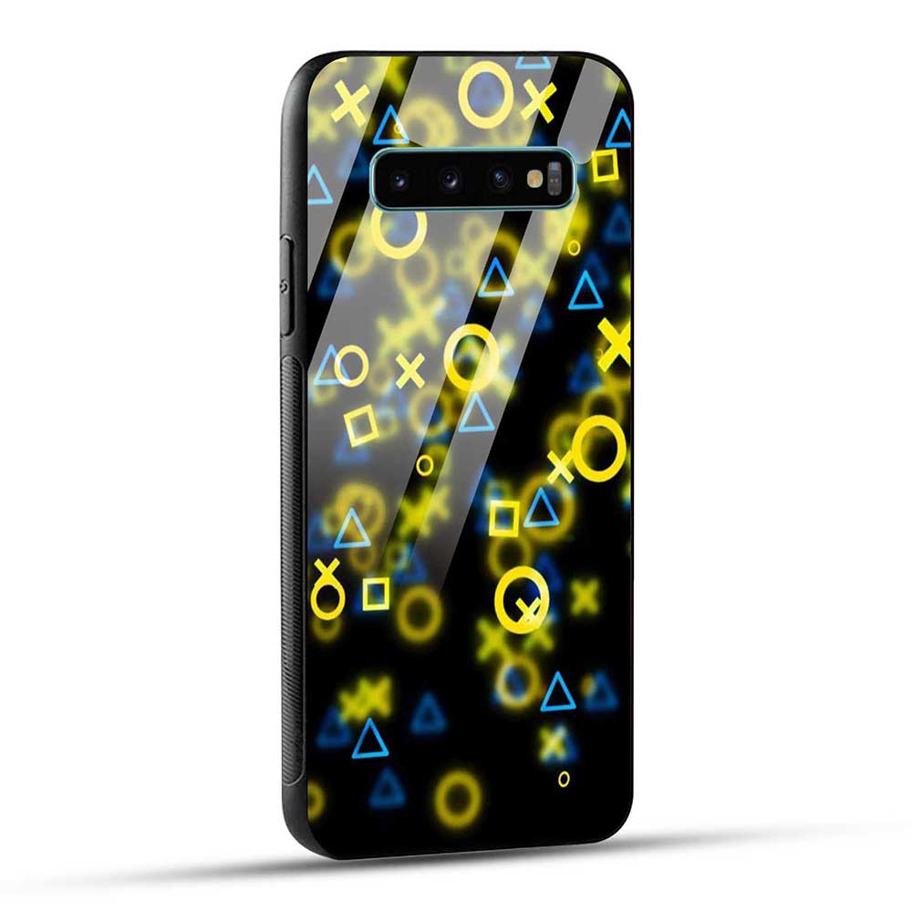 Samsung Galaxy S10 Plus Back Cover Yellow Geometric Glass Case