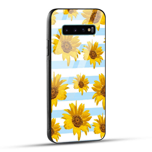 Samsung Galaxy S10 Plus Back Cover Beautiful Sunflower Doodle Printed Glass Case