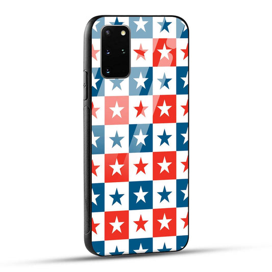Samsung Galaxy S20 Plus Back Cover Blue And Red Star Print Printed Glass Case