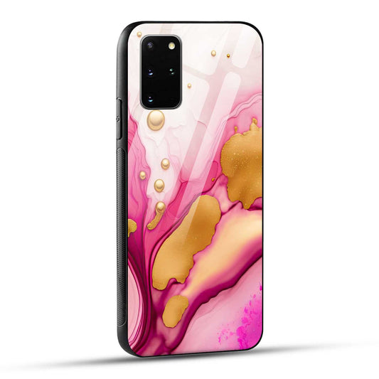 Samsung Galaxy S20 Plus Back Cover Golden Marble Printed Glass Case