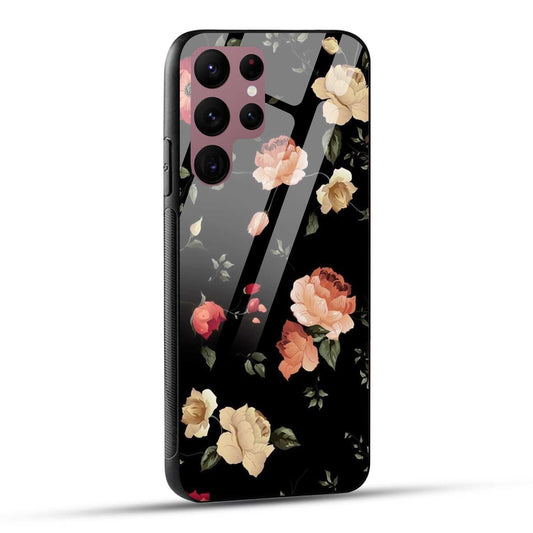 Samsung Galaxy S22 Ultra 5G Back Cover Flowers Froral Printed Glass Case