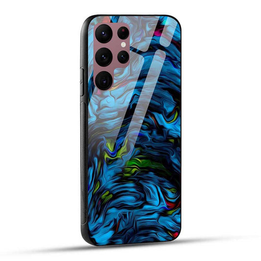 Samsung Galaxy S22 Ultra 5G Back Cover Blue Abstract Glass Case