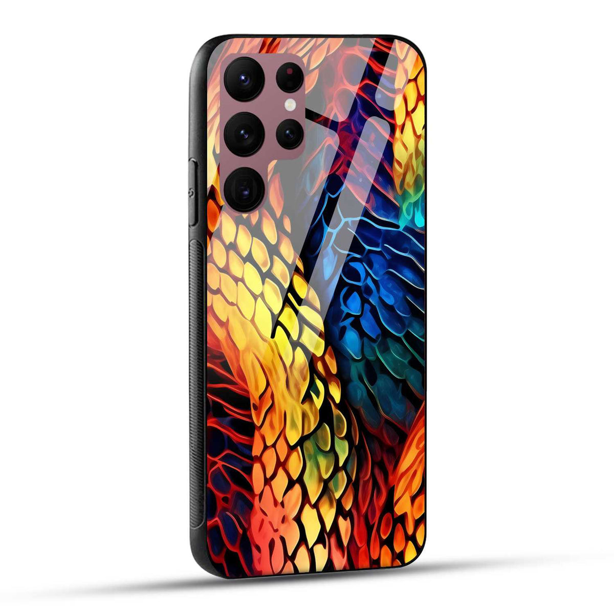 Samsung Galaxy S22 Ultra 5G Back Cover Colorburst Jungle Rainbow Animal Spots Printed Glass Case
