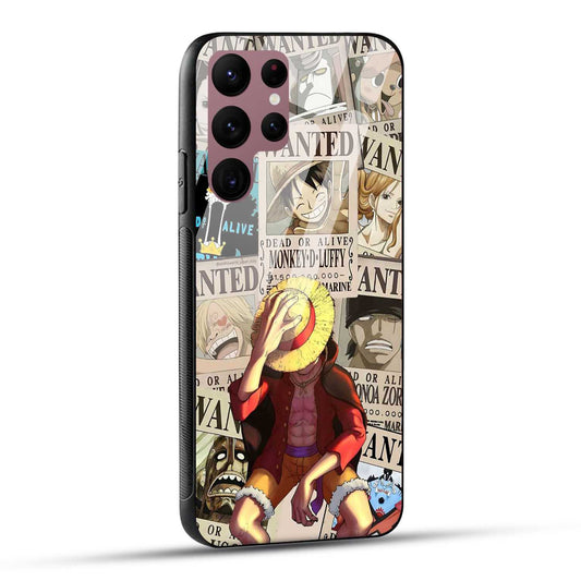 Samsung Galaxy S22 Ultra 5G Back Cover Anime One Piece Wanted Luffy  Printed Glass Case