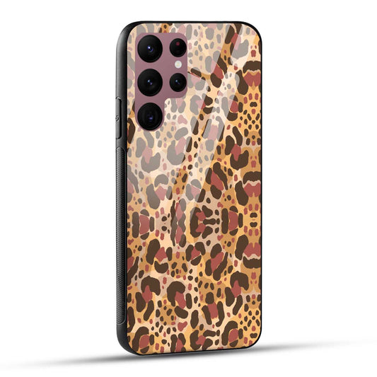 Samsung Galaxy S22 Ultra 5G Back Cover Unique Brown Texture Printed Glass Case