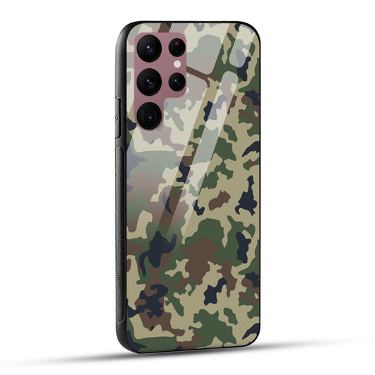 Samsung Galaxy S22 Ultra 5G Back Cover Army Pattern Printed Glass Case