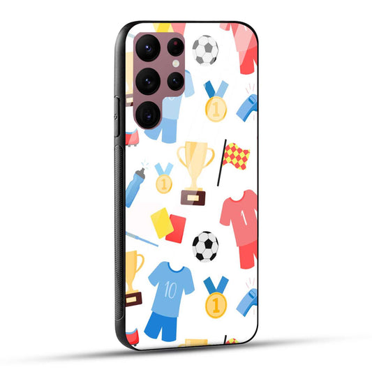 Samsung Galaxy S22 Ultra 5G Back Cover Love For Football Printed Glass Case