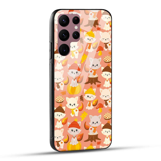 Samsung Galaxy S22 Ultra 5G Back Cover Cute Kittys Printed Glass Case