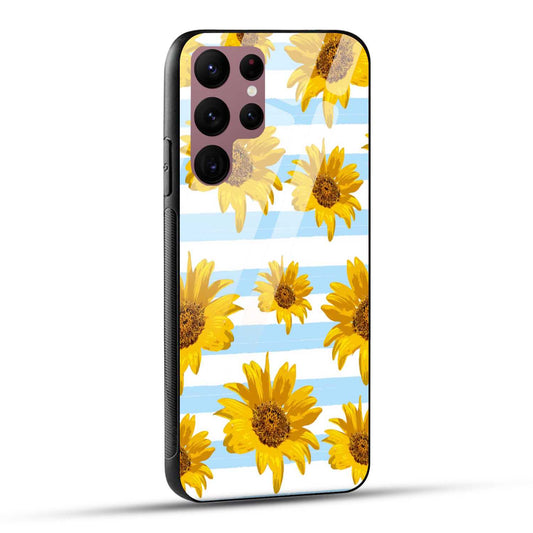 Samsung Galaxy S22 Ultra 5G Back Cover Beautiful Sunflower Doodle Printed Glass Case