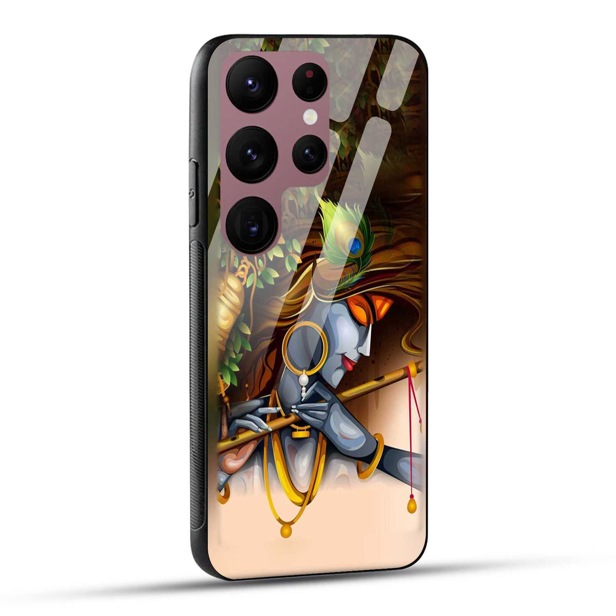 Samsung Galaxy S23 Ultra 5G Back Cover Lord Krishna with Flute Printed Glass Case