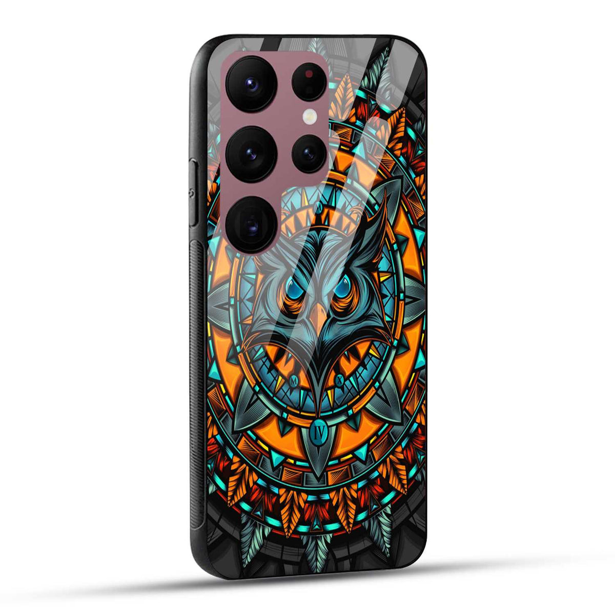 Samsung Galaxy S23 Ultra 5G Back Cover Attractive Owl Printed Glass Case