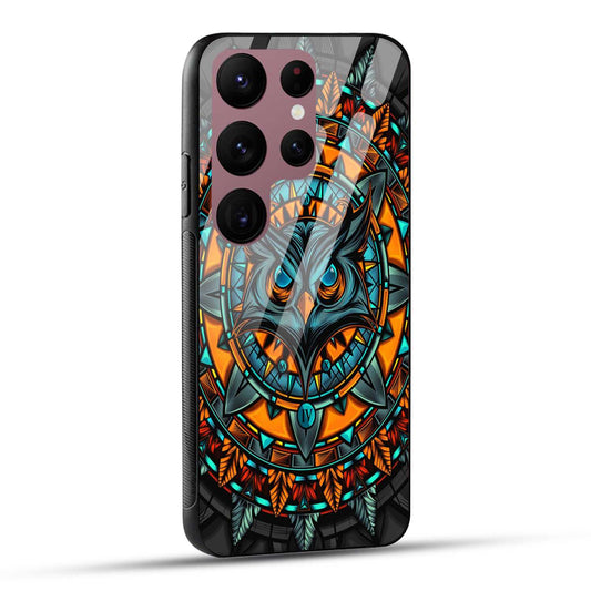 Samsung Galaxy S23 Ultra 5G Back Cover Attractive Owl Printed Glass Case
