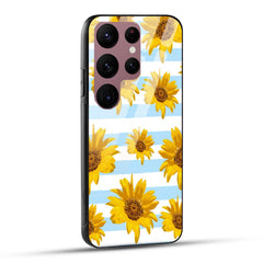 Samsung Galaxy S23 Ultra 5G Back Cover Beautiful Sunflower Doodle Printed Glass Case