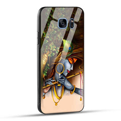 Samsung Galaxy S7 Edge Back Cover Lord Krishna with Flute Glass Case