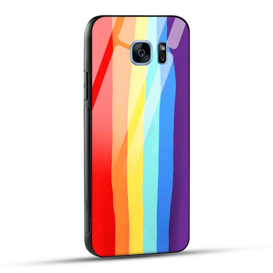 Samsung Galaxy S7 Edge Back Cover Rainbow Color Printed Glass Case