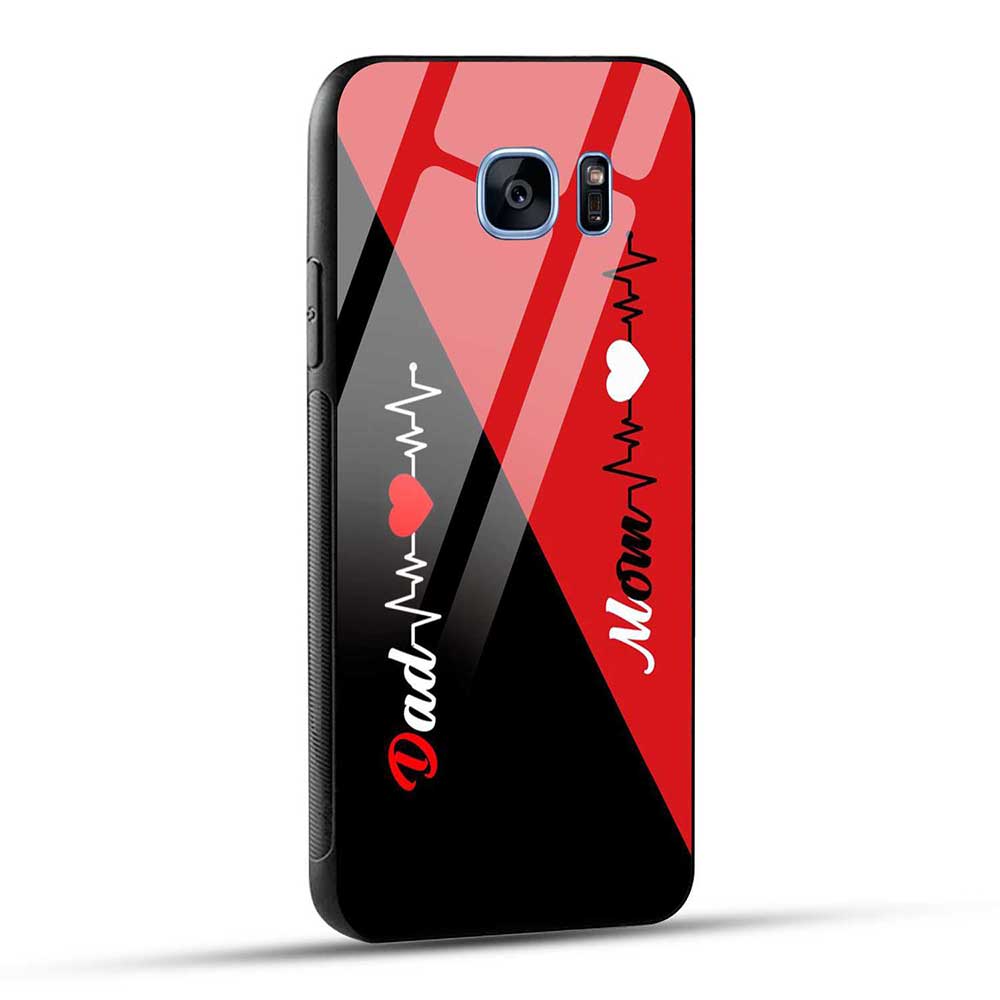 Samsung Galaxy S7 Edge Back Cover Mom Dad Red Black Glass Case