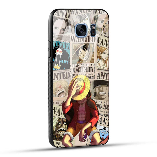 Samsung Galaxy S7 Edge Back Cover Anime One Piece Wanted Luffy  Printed Glass Case