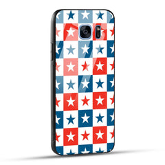 Samsung Galaxy S7 Edge Back Cover Blue And Red Star Print Printed Glass Case