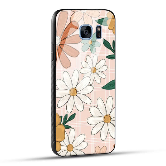 Samsung Galaxy S7 Edge Back Cover Retro Flower Art Printed Glass Case