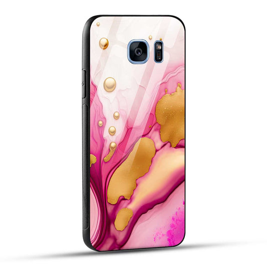 Samsung Galaxy S7 Edge Back Cover Golden Marble Printed Glass Case