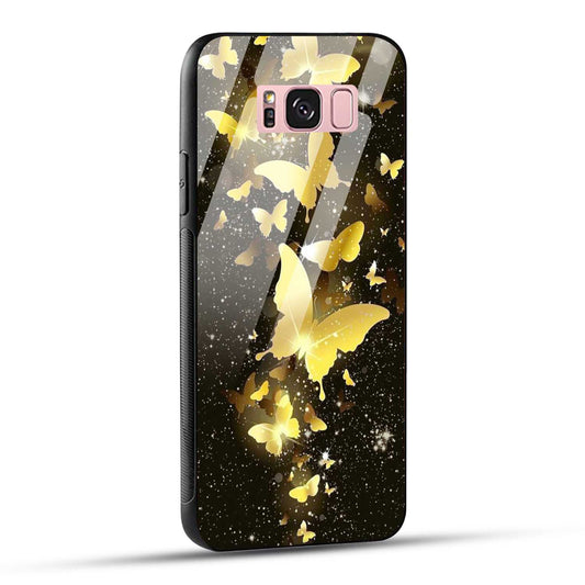 Samsung Galaxy S8 Plus Back Cover Golden Butterfly Printed Glass Case