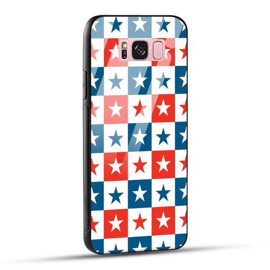 Samsung Galaxy S8 Plus Back Cover Blue And Red Star Print Printed Glass Case