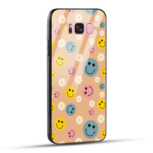 Samsung Galaxy S8 Plus Back Cover Smiley And Flowers Printed Glass Case