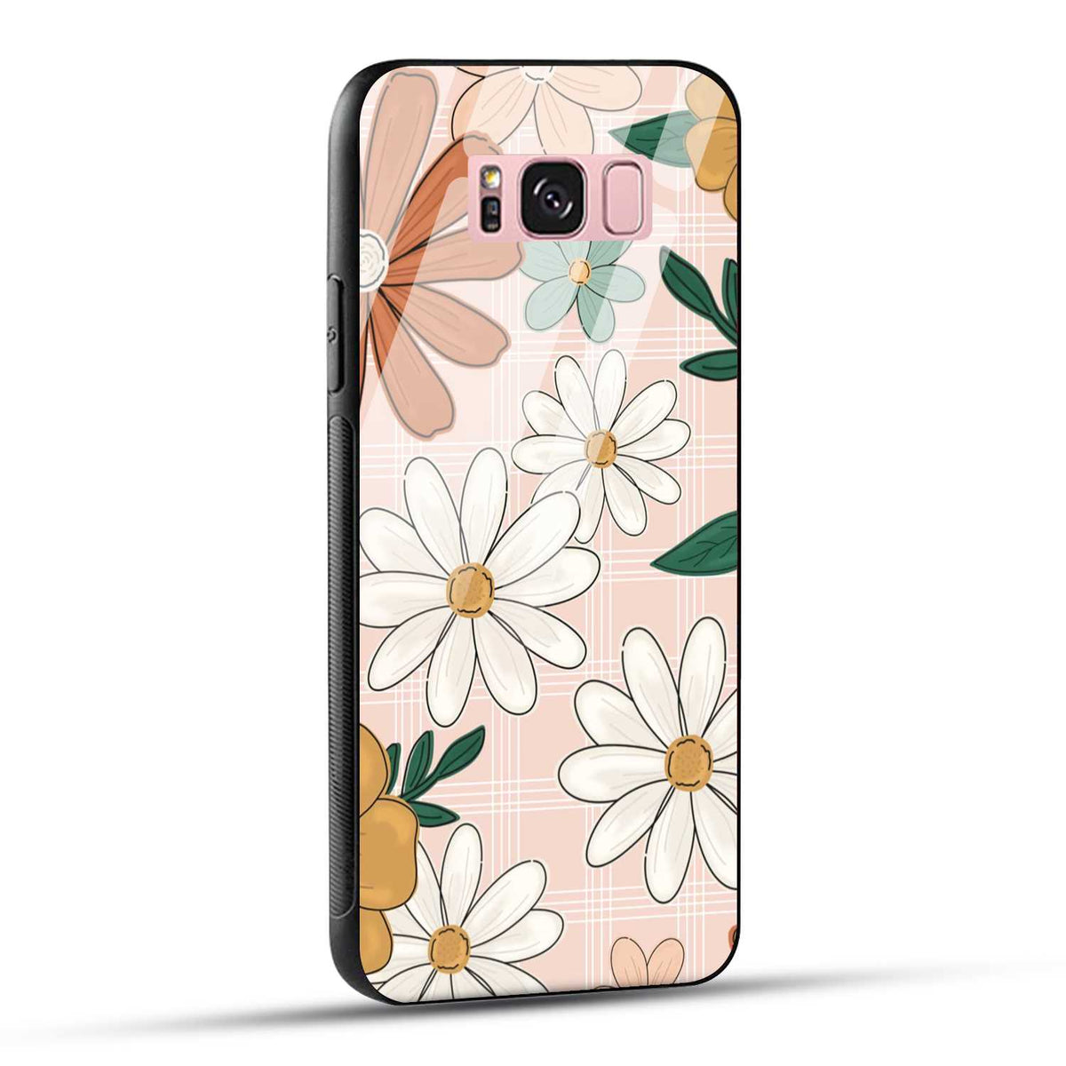 Samsung Galaxy S8 Plus Back Cover Retro Flower Art Printed Glass Case