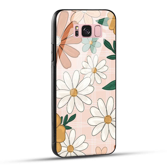 Samsung Galaxy S8 Plus Back Cover Retro Flower Art Printed Glass Case