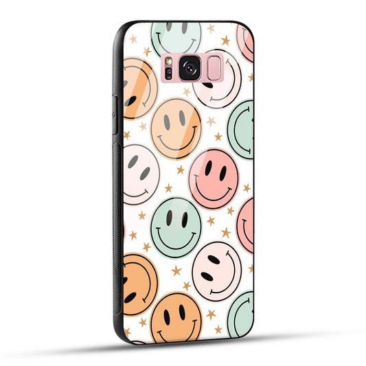 Samsung Galaxy S8 Plus Back Cover Smiling Flowers And Stars Printed Glass Case