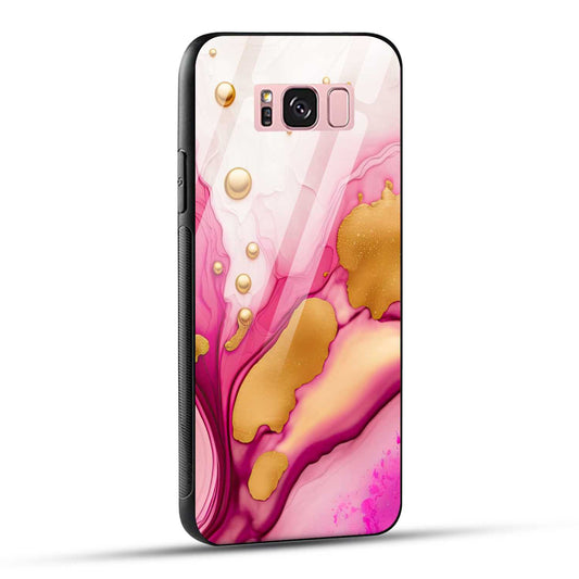 Samsung Galaxy S8 Plus Back Cover Golden Marble Printed Glass Case