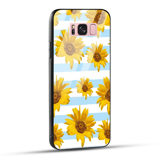 Samsung Galaxy S8 Plus Back Cover Beautiful Sunflower Doodle Printed Glass Case