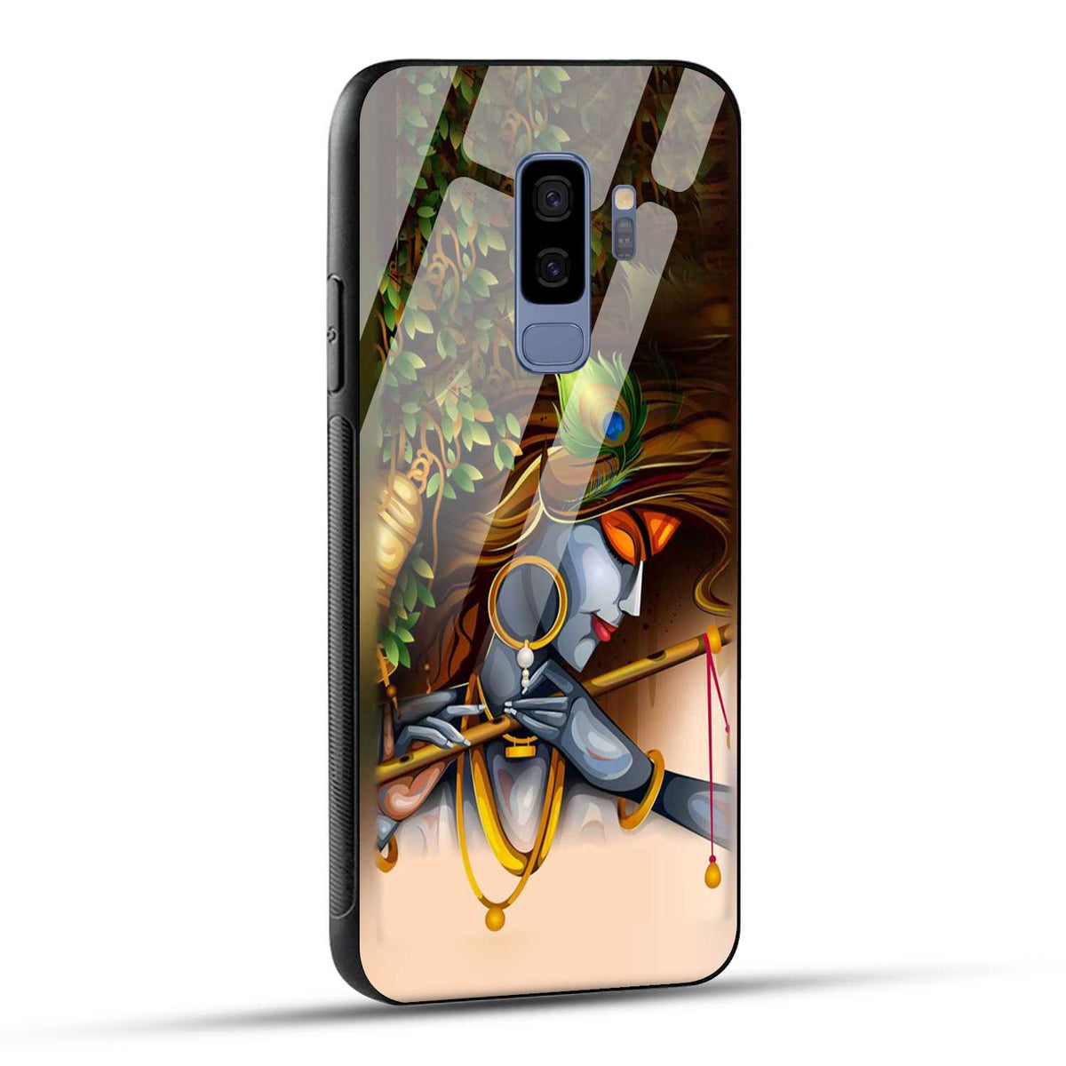 Samsung Galaxy S9 Plus Back Cover Lord Krishna with Flute Printed Glass Case