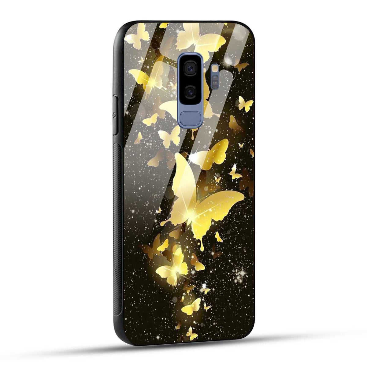 Samsung Galaxy S9 Plus Back Cover Golden Butterfly Printed Glass Case