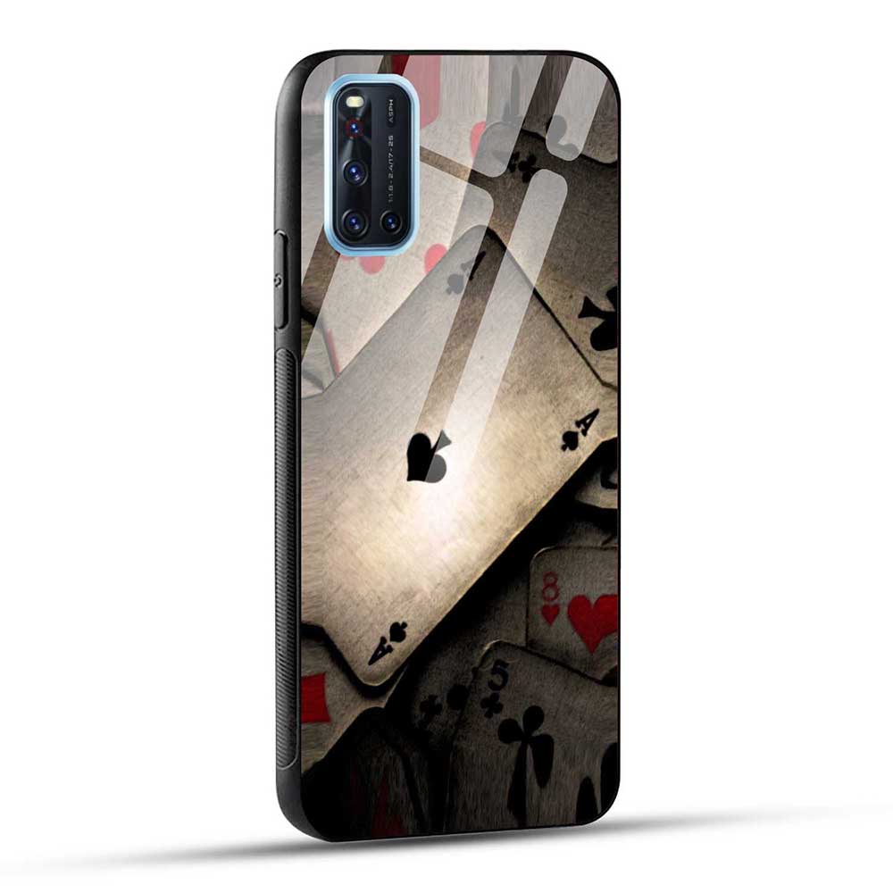 Vivo V19 Back Cover Playing Cards Glass Case