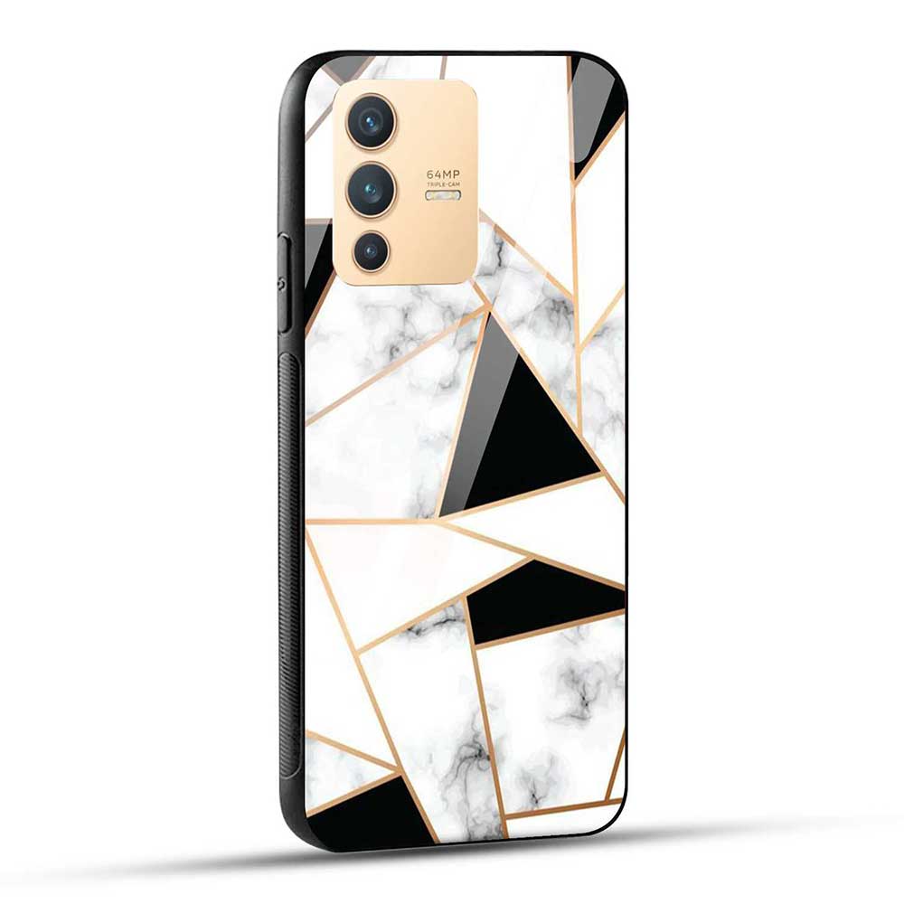 Vivo V23 5G Back Cover White Marble Glass Case
