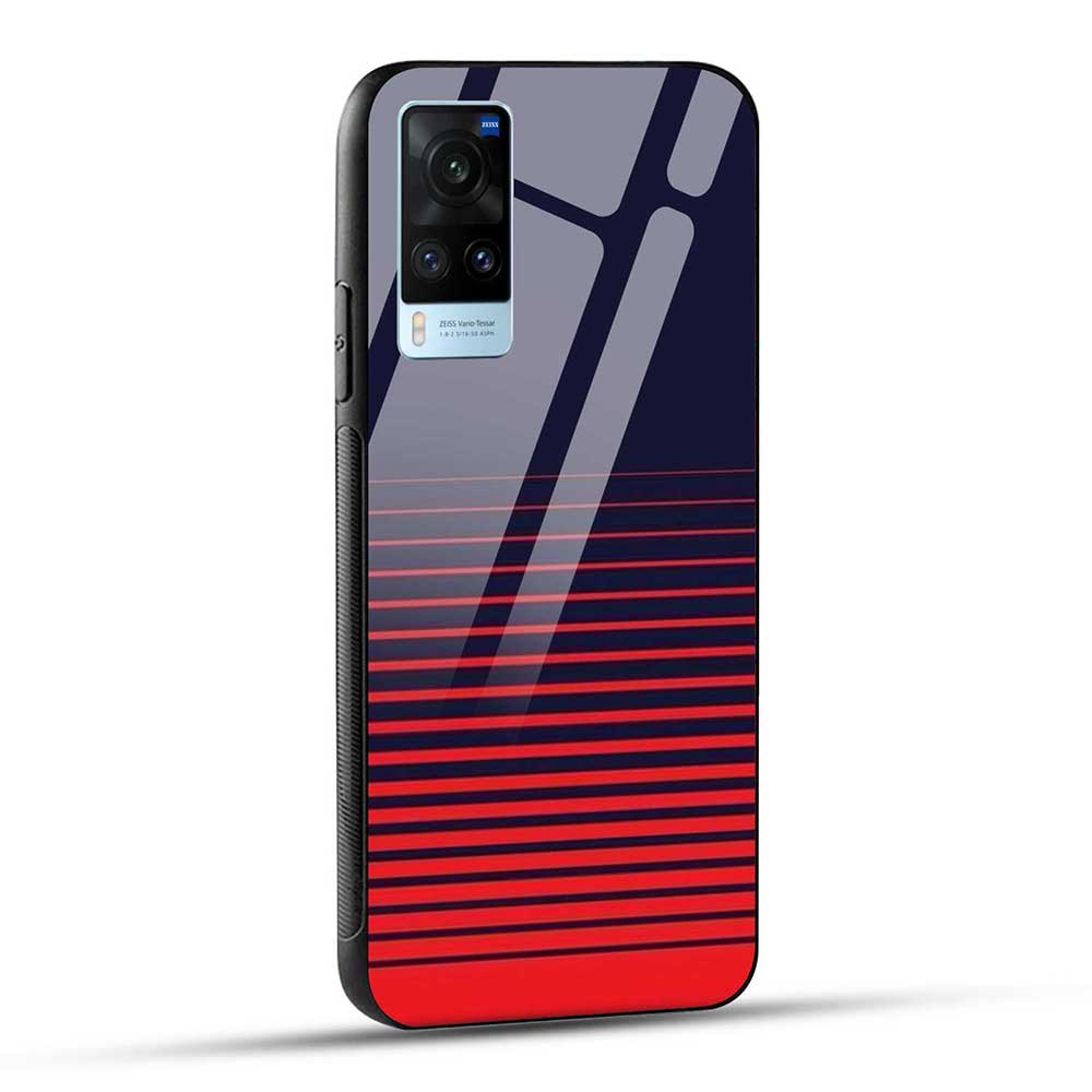 VIVO X60 Back Cover Red Stripes On Blue Glass Case